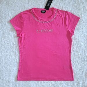 bebe Hot🔥 Pink🩷 With Clear Rhinestones💎 Top - NWT